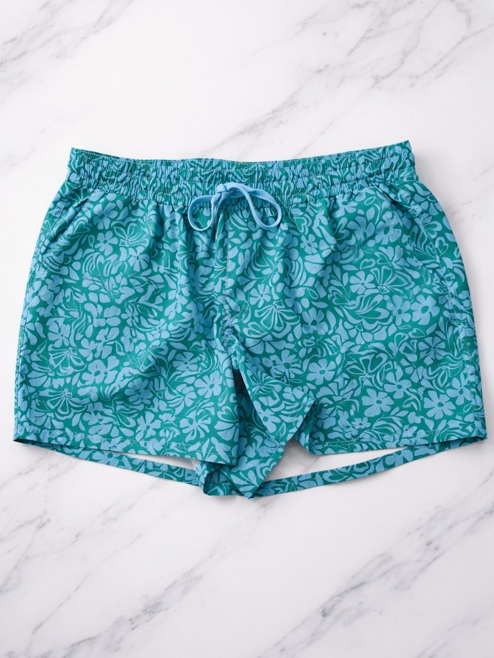Wild Fable Floral Swim Shorts Women’s Small Green Blue Tropical Drawstring